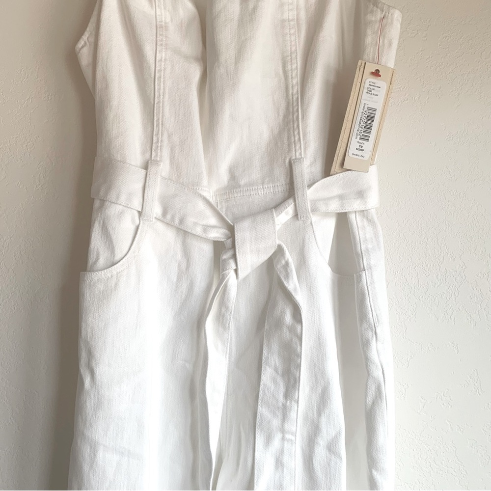 Alice + Olivia White Denim Jumpsuit Size 8 White Stretch Denim Jumpsuit Size 29 - Picture 9 of 15